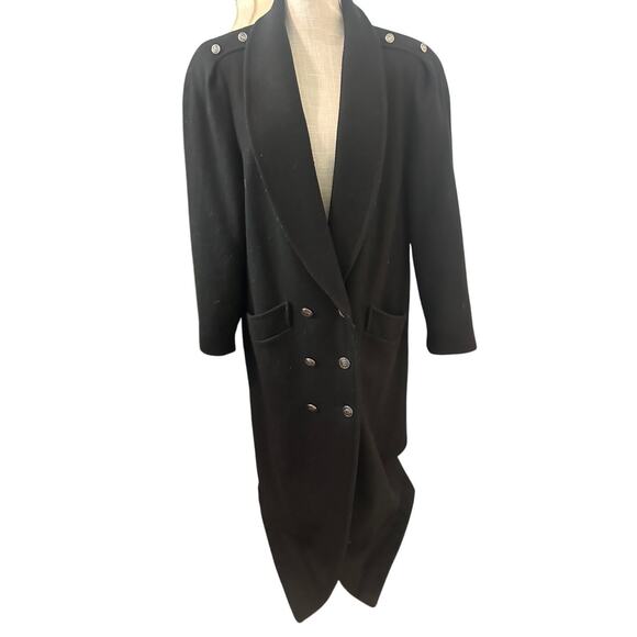 Vintage 1980s Jofeld USA Black Wool Coat - Picture 2 of 10